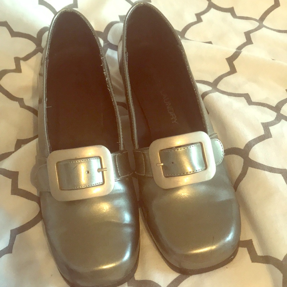 Silver Chinese Laundry loafers in silver